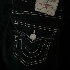 True Religion Black Women's Jeans with White Contrast Stitching
